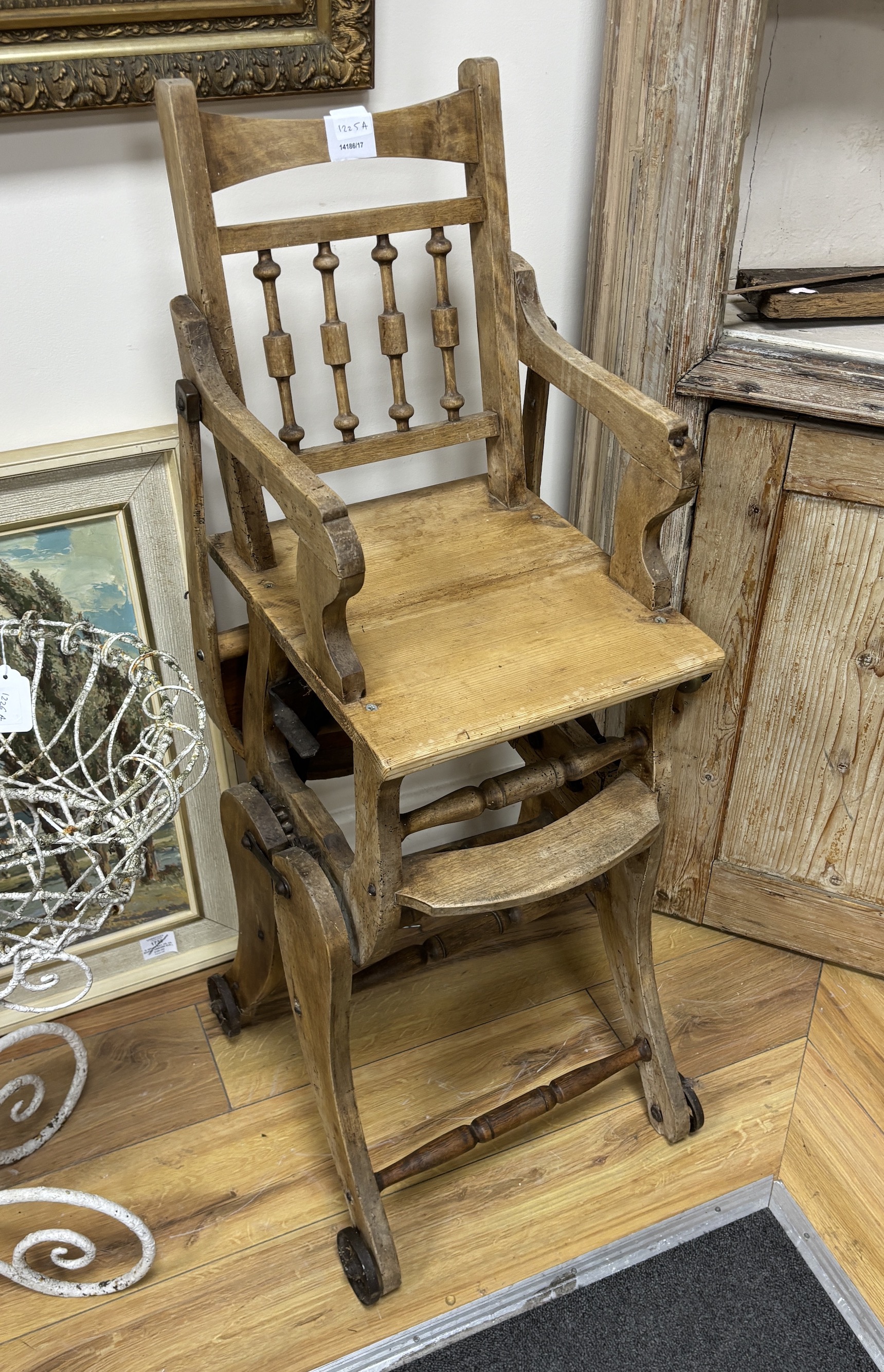 A Victorian beech metamorphic child's high chair